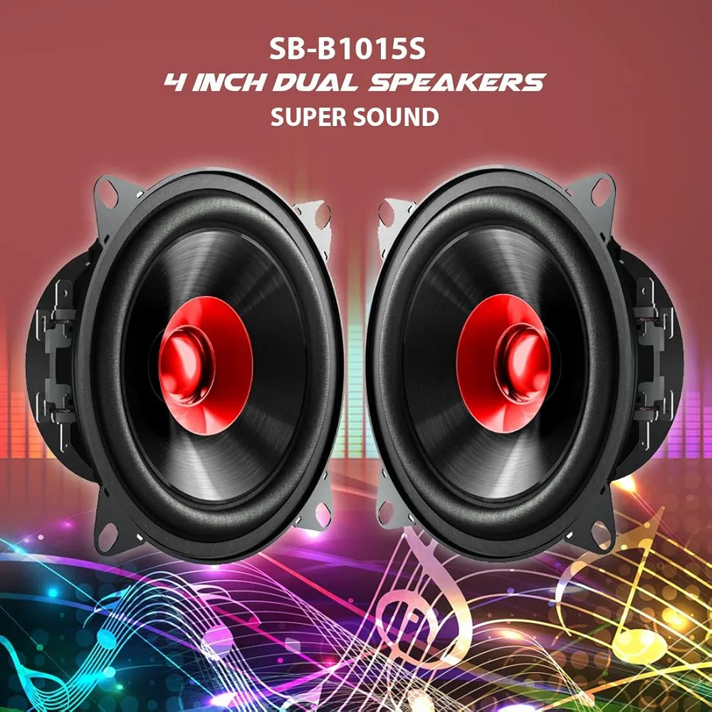 SONG BIRD 4 INCH MAX Door with Dual SB-B10-15S Coaxial Car Speakers | High Bass & Clear Sound | 6.5-Inch Coaxial Speakers | Universal Fit for All Cars | Car Music System