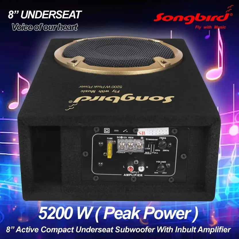 8 inch underseat Subwoofer with inbuilt amplifier 5200 W